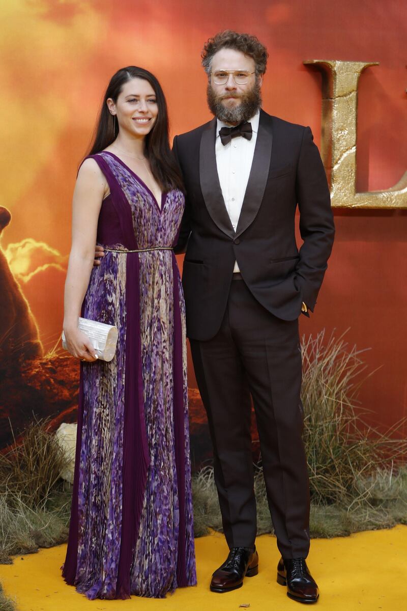 Seth Rogen and Lauren Miller attend the premiere of Disney's 'The Lion King' in London's Leicester Square on July 14, 2019. AFP