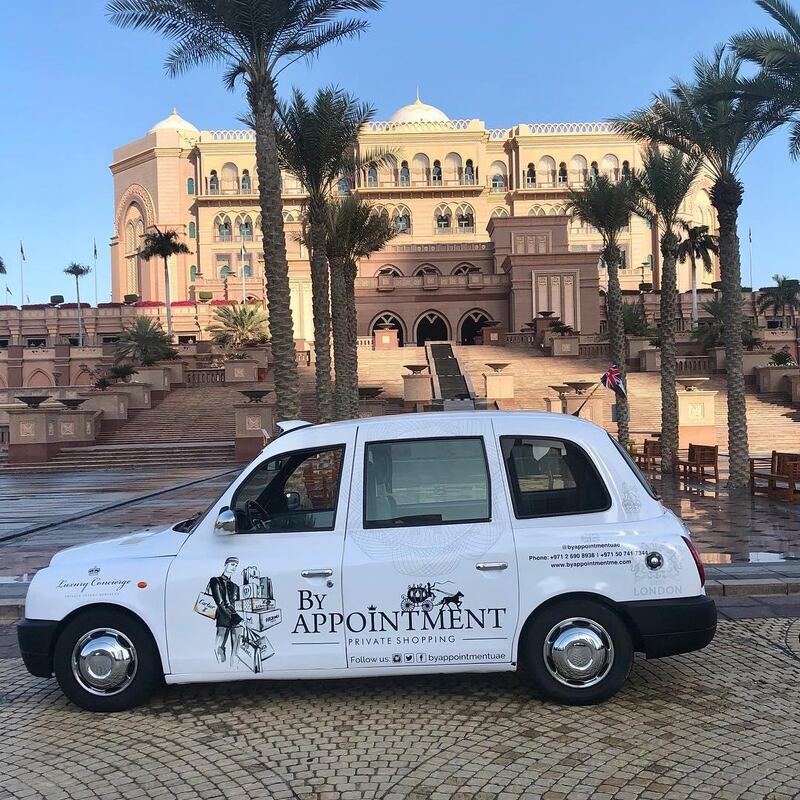 A fleet of London taxis will get your shopping delivered to you in Abu Dhabi. By Appointment / Instagram