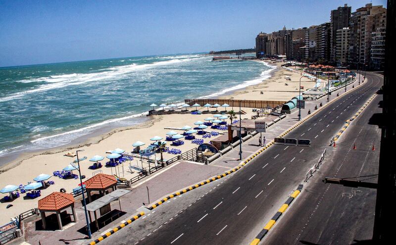 A deserted beach in Egypt's northern Mediterranean coastal city of Alexandria.  AFP