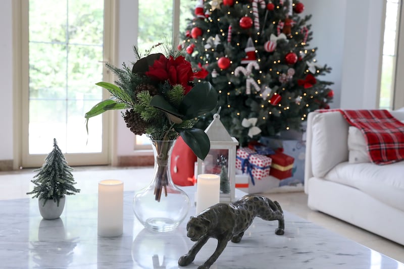 A 2.75-metre-tall Christmas tree takes pride of place in the Cotgrove home. Photo: Khushnum Bhandari / The National