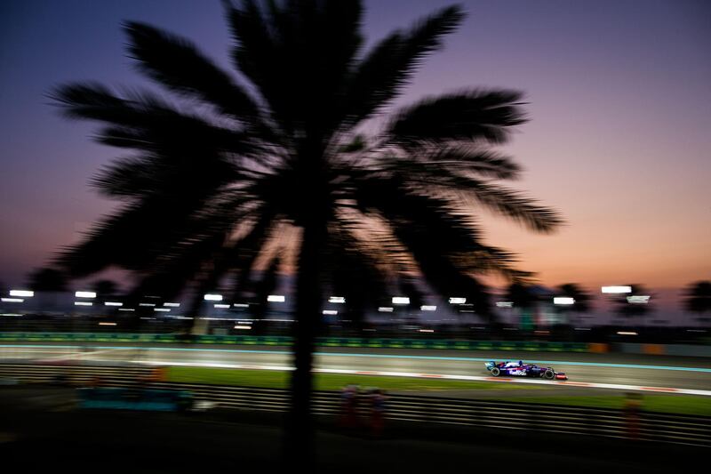 The sun sets on the 11th Abu Dhabi Grand Prix at Yas Marina Circuit. Getty