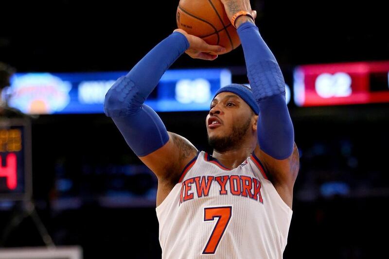 Carmelo Anthony produced a double-double for New York on Monday. Elsa / Getty Images / AFP