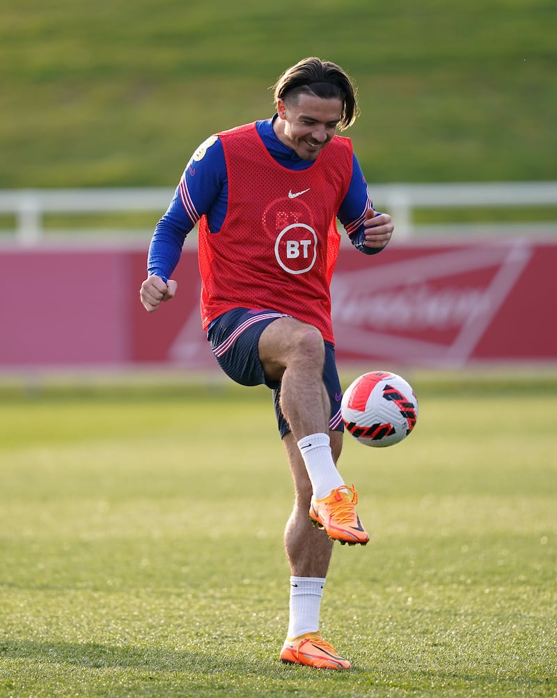 England attacker Jack Grealish controls the ball. PA