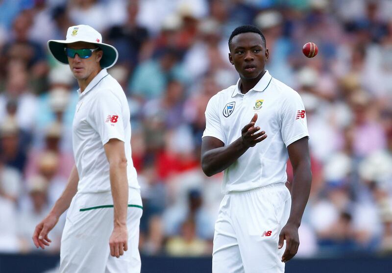 Kagiso Rabada, right, will miss South Africa's second Test against England after receiving a one match suspension. Peter Cziborra / Reuters