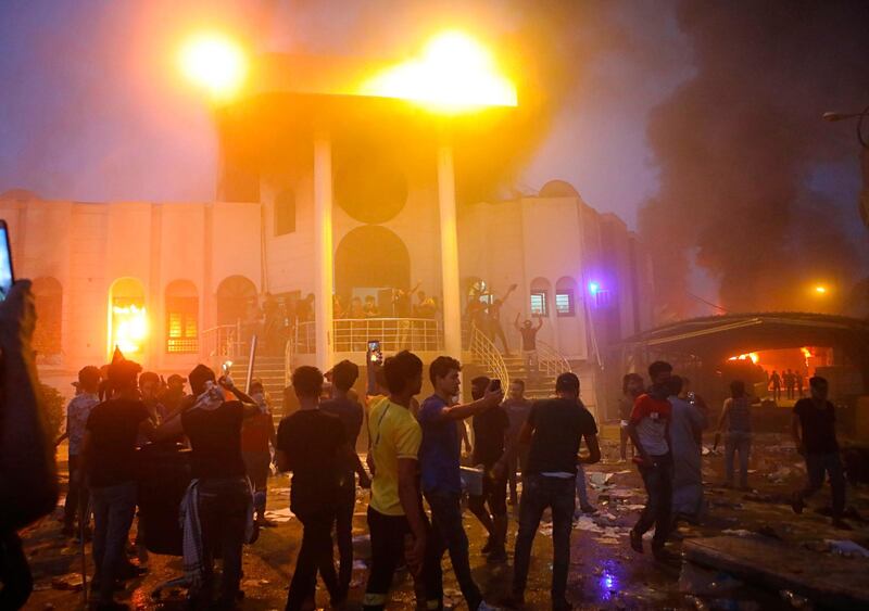 Hundreds of angry protesters in Basra took to the streets on Thursday night. AP