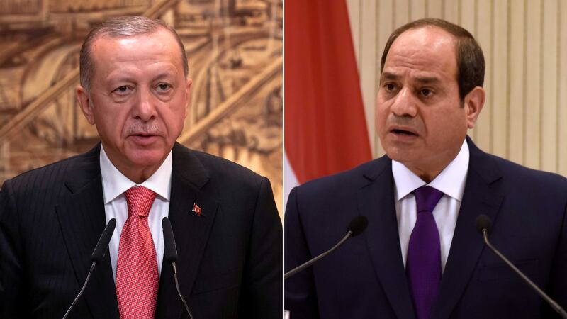 Turkish President Recep Tayyip Erdogan and Egyptian President Abdel Fattah El Sisi. Reuters