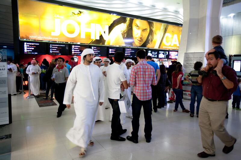 March 1, 2012, Dubai, UAE:
Cinema enthusiasts get ready to watch a film on the big screen inside of Dubai Mall at REEL Cinema. In recent weeks there has been an influx of Saudi customers.

Lee Hoagland/The National




Lee Hoagland/The National