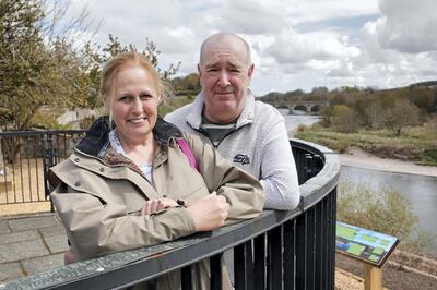 Mark and Hazel Stooker from Newcastle, in England, during a visit to Coldstream. Photograph: Stuart Boulton