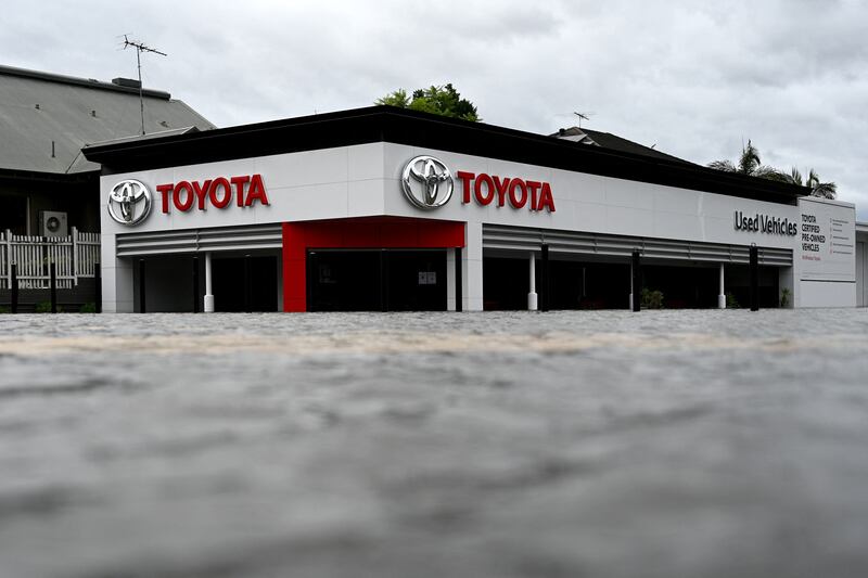 A used car showroom is inundated by floodwaters in Windsor. AFP