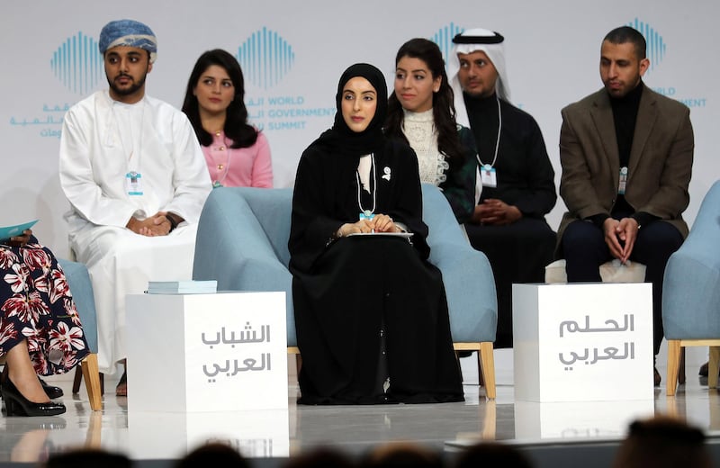 DUBAI , UNITED ARAB EMIRATES , FEB 13  – 2018 :- Arab Youth Strategy session going on at the World Government Summit 2018 held at Madinat Jumeirah in Dubai. ( Pawan Singh / The National ) For News. Story by Caline Malek