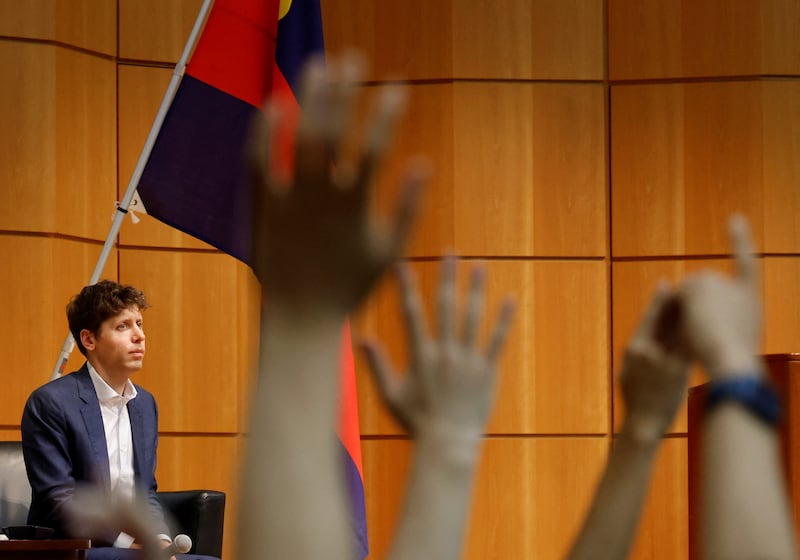 Sam Altman, CEO of ChatGPT maker OpenAI, attends an open dialogue with students at Keio University in Tokyo this month. Reuters