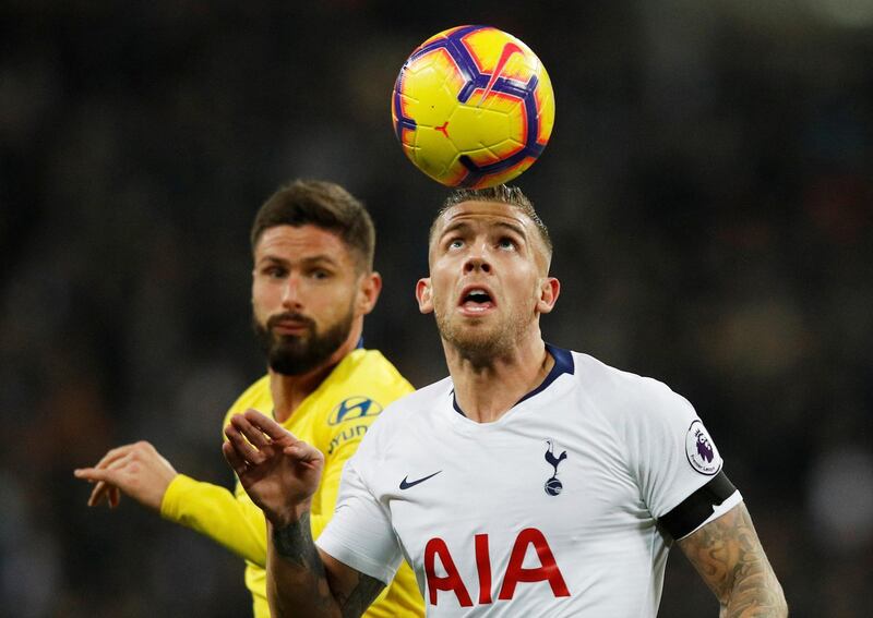 Toby Alderweireld and Olivier Giroud battle for the ball. Reuters
