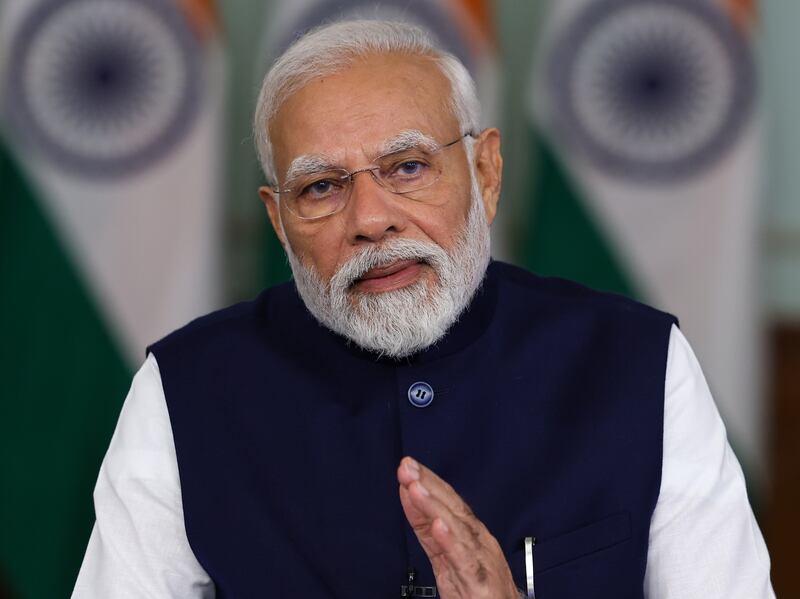 Indian Prime Minister Narendra Modi addresses the G20 virtual summit in New Delhi. EPA