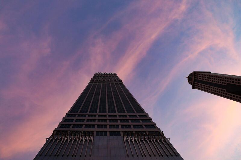 Dubai, United Arab Emirates - Reporter: N/A. Standalone. General view of The Tower as the sun sets. Wednesday, August 26th, 2020. Dubai. Chris Whiteoak / The National