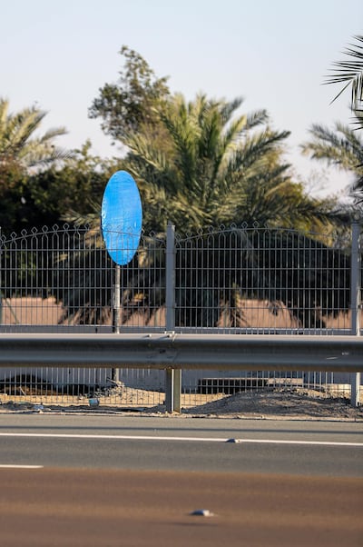 Abu Dhabi, U.A.E., January 6, 2018.  Covered road signs along E10 highway towards Abu Dhabi from Dubai.  Located infront of Al Raha Mall.Victor Besa / The NationalNational