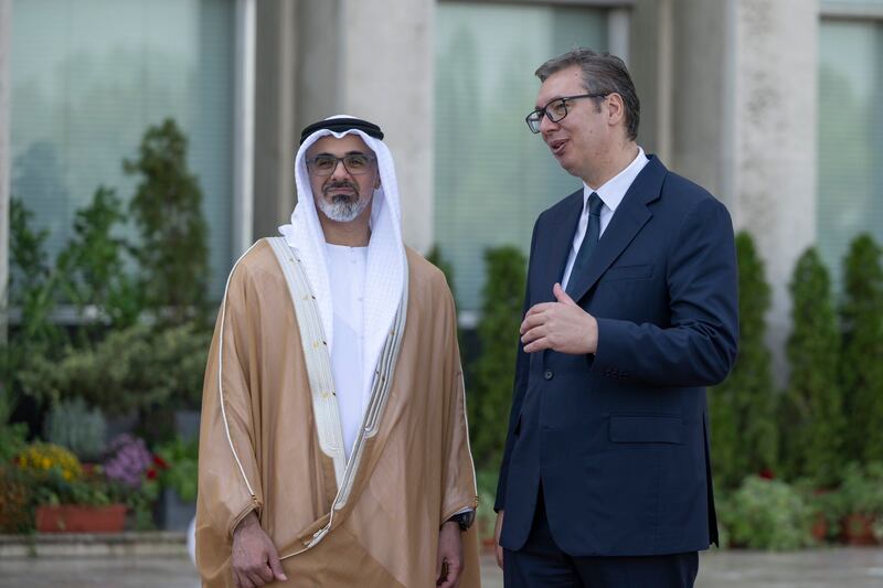 Sheikh Khaled bin Mohamed, Crown Prince of Abu Dhabi, was welcomed to Serbia by Mr Vucic