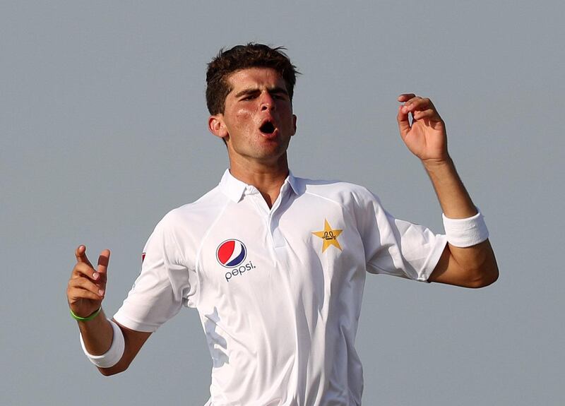 Abu Dhabi, United Arab Emirates - November 18, 2018: Pakistan's Shaheen Afridi in the game between Pakistan A and the England Lions. Sunday the 18th of November 2018 at the Nursery Oval, Zayed cricket stadium, Abu Dhabi. Chris Whiteoak / The National