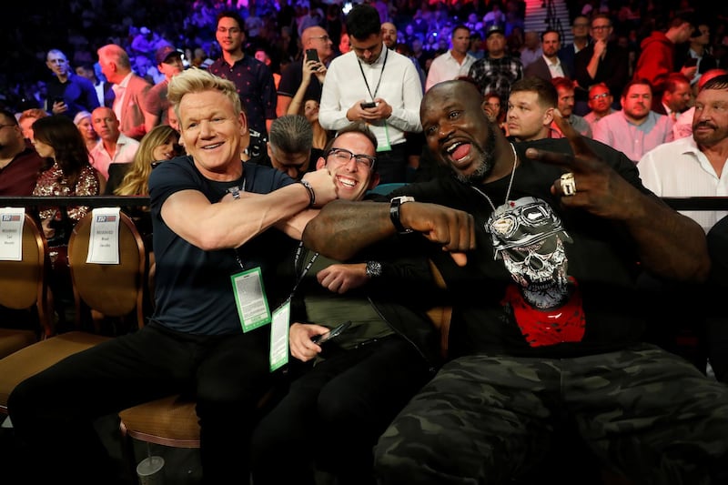 Gordon Ramsey and Shaquille O'Neal in the stands during the fight. REUTERS