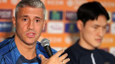 Manager Hernan Crespo during an Al Ain press conference. Chris Whiteoak / The National