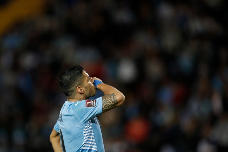 Uruguay's Luis Suarez reacts during the game. AP