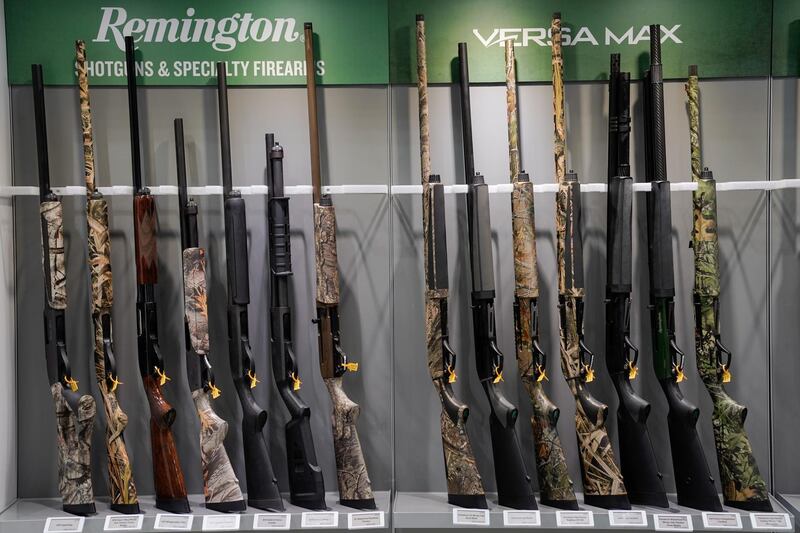 Remington firearms sit on a rack at the National Rifle Association's (NRA) annual meeting, in Indianapolis, Indiana, U.S., April 28, 2019.  REUTERS/Bryan Woolston