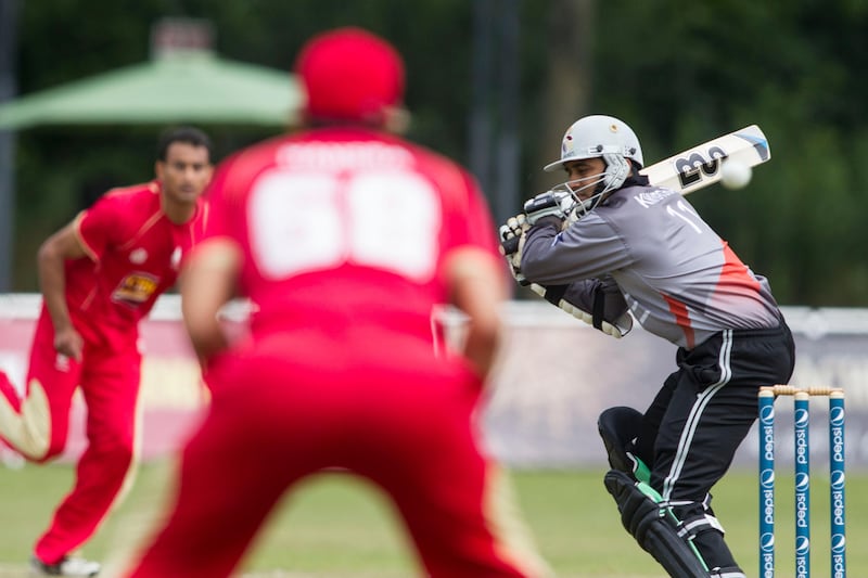 KING CITY, CANADA : August 6, 2013 UAE  captain  Khurram Khan gets an edge on a ball against Canada during the  one day international  at the Maple Leaf Cricket club in King City, Ontario, Canada ( Chris Young/ The National). For Sports *** Local Caption ***  chy103.jpg