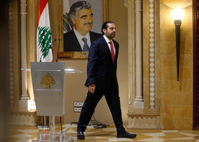 Lebanon's Prime Minister Saad Hariri leaves after a news conference. Reuters