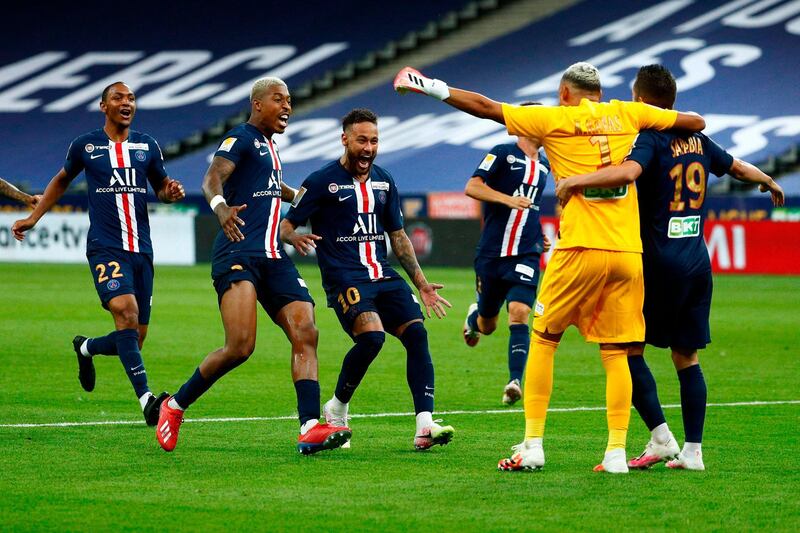 PSG celebrate their victory. AFP