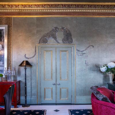 Leopard detailing in the drawing room. Photo: Beauchamp Estates