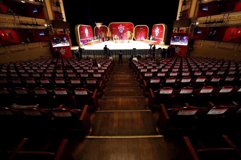 Madrid's Royal Opera House shortly before the beginning of the traditional Christmas lottery draw. EPA