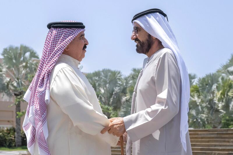 Sheikh Mohammed with King Hamad on Thursday. Photo: @HHShkMohd / X