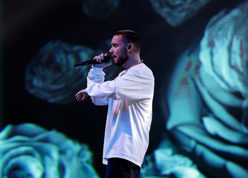 Dubai, March 30, 2018: One Direction's Liam Payne performs at the Global Village in Dubai. Satish Kumar for the National/ Story by Saeed Saeed