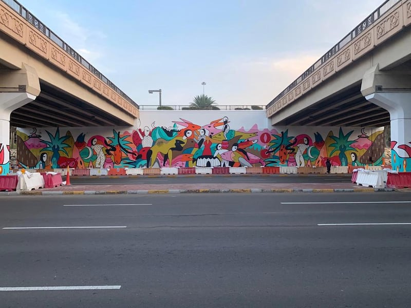Brazilian artist who currently lives in Dubai, Tarsila Schubert, painted a mural titled 'Umm Al Nar Mother of Fire'. Courtesy Department of Municipalities and Transport