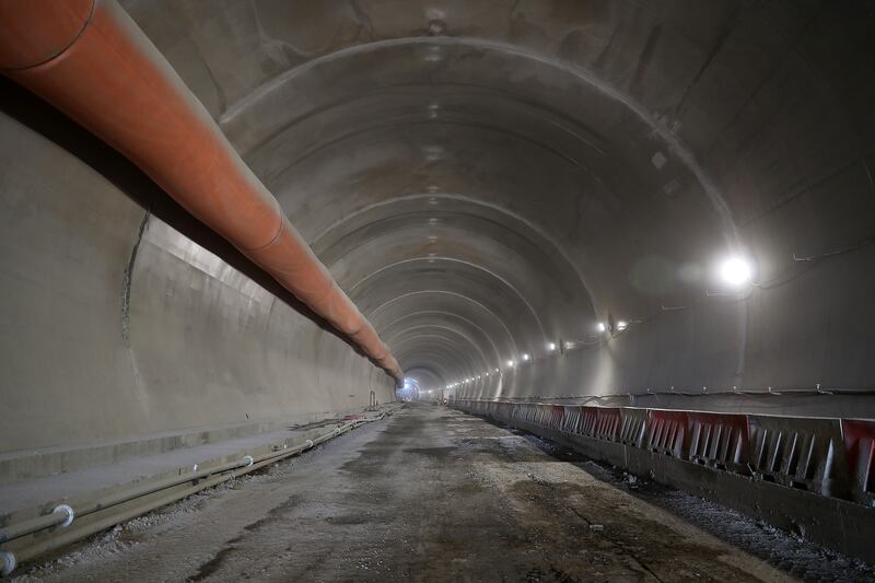 The Etihad Rail tunnel under construction in Fujairah. Pawan Singh / The National