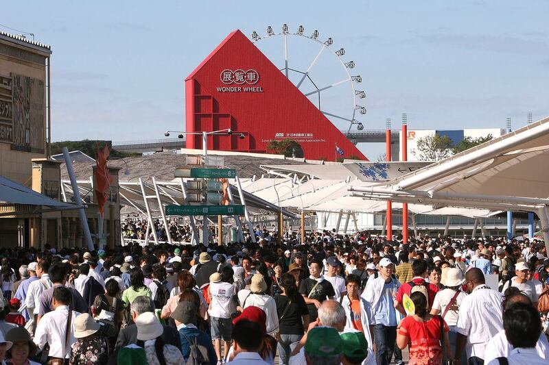 2005: People visit on the final day of the Aichi Expo in Nagakute, Japan. The Aichi Expo attracted more than 22,000,000 visitors. Koichi Kamoshida/Getty Images
