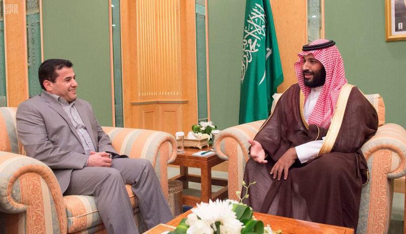 Crown Prince Mohammed bin Salman holds talks with Iraqi Interior Minister Qasim Al-Araji in Jeddah on Tuesday. SPA