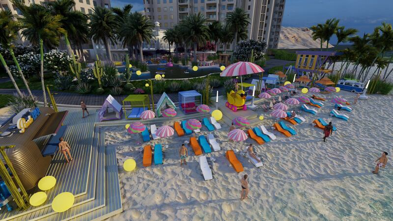 A rendering of the beach area at Peaches & Cream during the day. All photos: Limestone Lab