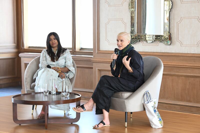 Designer Karishma Swali, left, and Dior creative director Maria Grazia Chiuri have known each other for nearly 30 years. Photo: Karishma Swali / Chanakya International