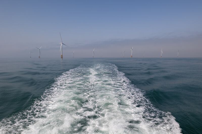Wind turbines at an offshore wind farm in China. Bloomberg