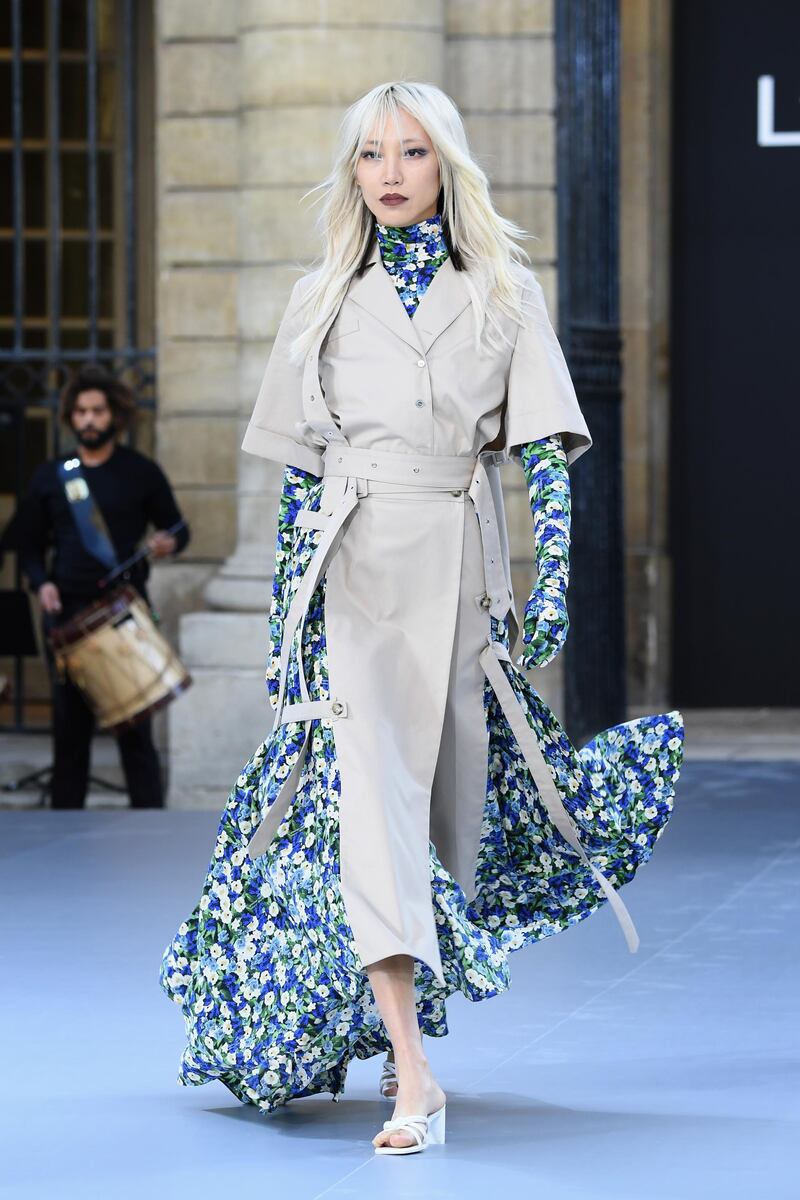 Soo Joo Park walks the runway during the L'Oreal Paris show as part of Paris Fashion Week on September 28, 2019. Getty Images