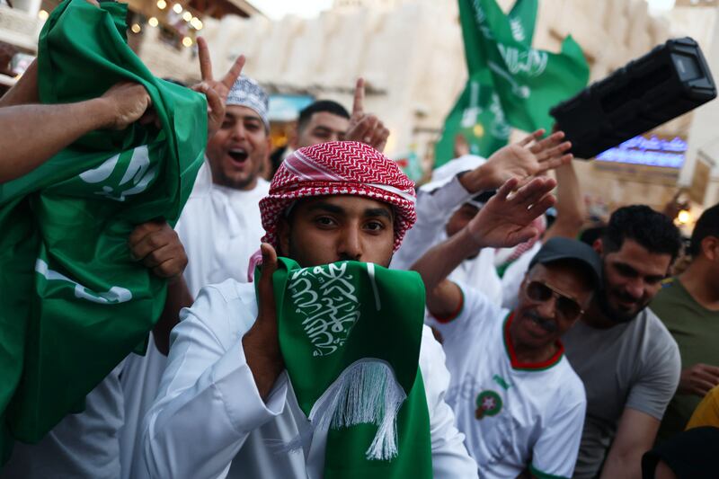 Saudi fans celebrate their team's surprise win over Argentina, one of the tournament favourites. Reuters