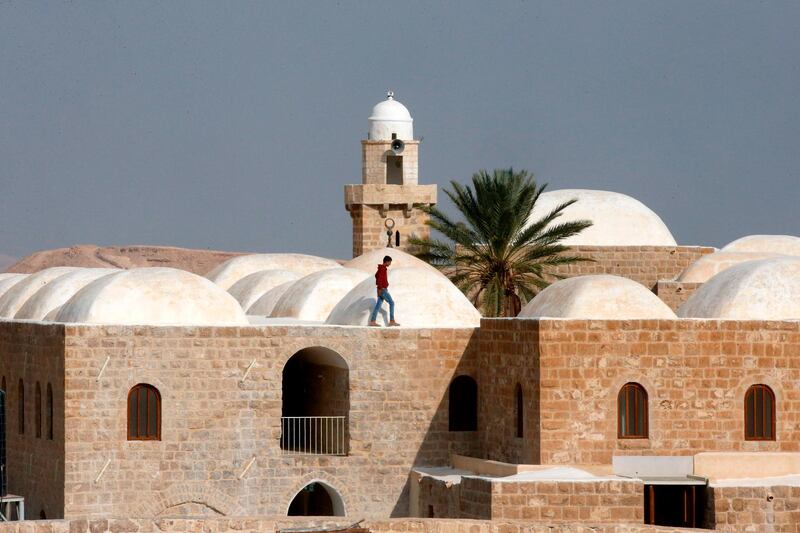 This picture shows a partial view of the Nabi Musa complex, where the tomb of Prophet Moses is believed to be located, in the Judean Desert near the West Bank town of Jericho. AFP