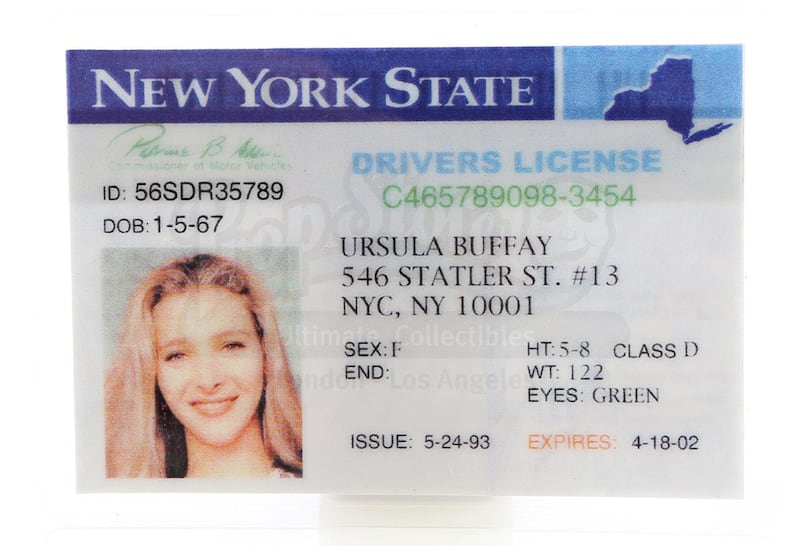 Ursula Buffay's Driver License. Courtesy Prop Store
