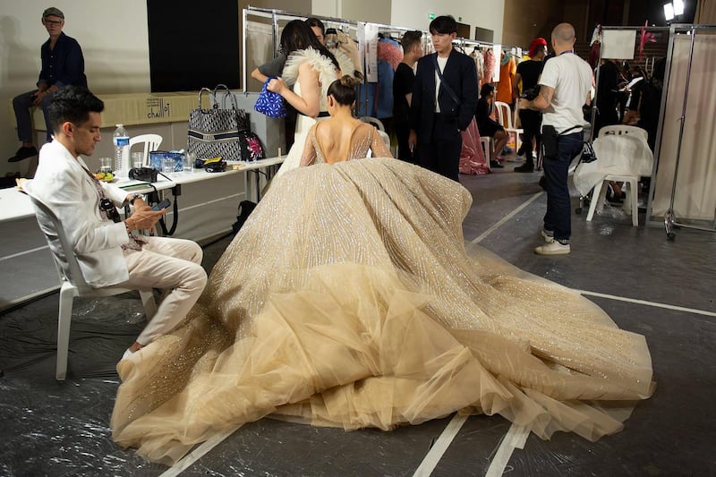 Backstage before Georges Hobeika's autumn / winter 2019 / 2020 haute couture show. EPA