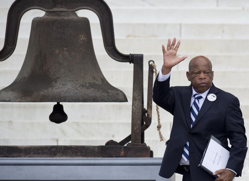US Representative John Lewis speaks during the Let Freedom Ring Commemoration and Call to Action to commemorate the 50th anniversary of the March on Washington for Jobs and Freedom at the Lincoln Memorial in Washington, DC, on on August 28, 2013. AFP