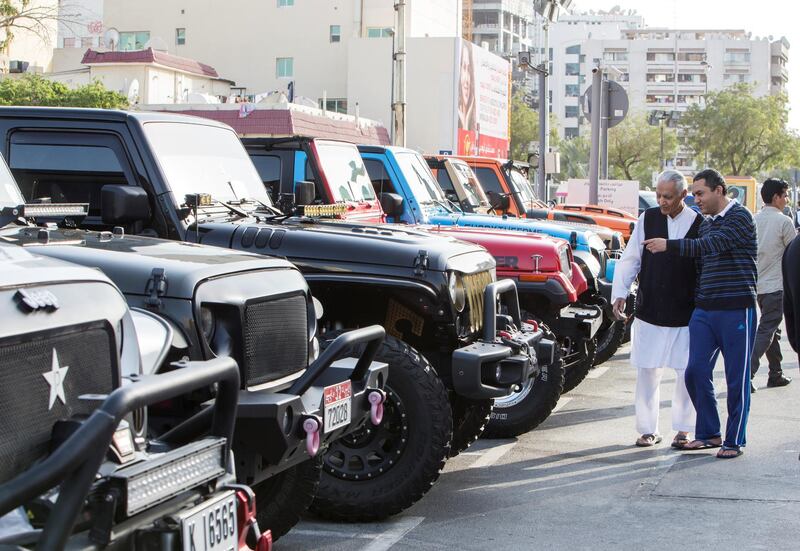 DUBAI, UNITED ARAB EMIRATES - Visitors at UAE Offroaders Show at Al Ghurair Centre.  Leslie Pableo for The National for Adam Workman's story