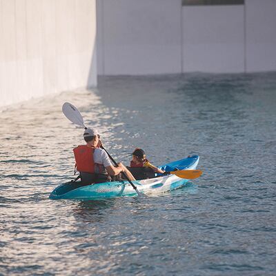 Guests can also book guided kayak tours at Louvre Abu Dhabi. Photo: Louvre Abu Dhabi