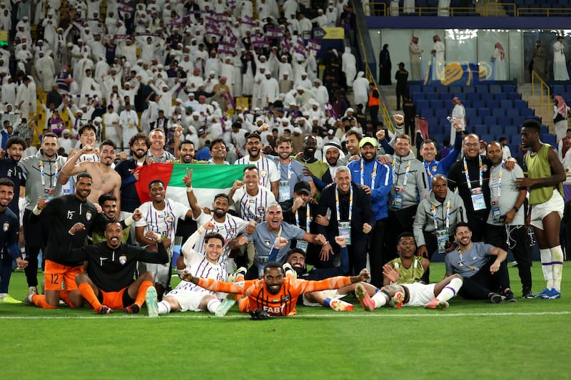 Al Ain players and staff celebrate after their victory over Al Nassr. Getty Images