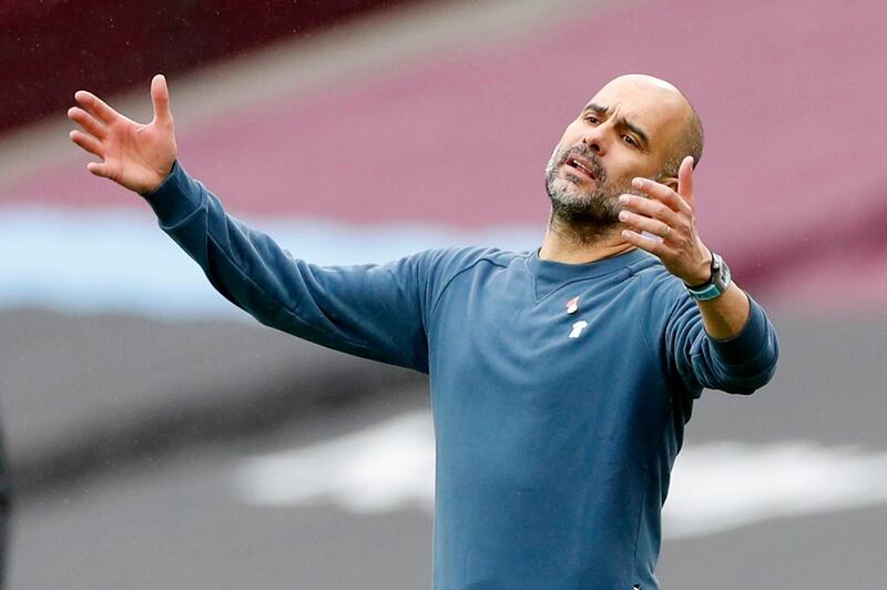 Manchester City manager Pep Guardiola at the London Stadium. Reuters