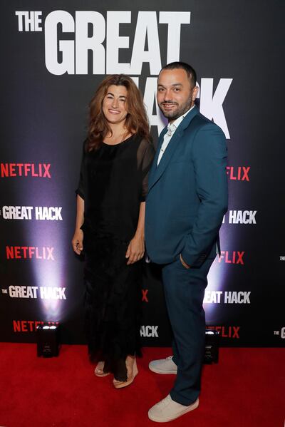 LONDON, ENGLAND - JULY 16: Jehane Noujaim and Karim Amer attend The Great Hack special screening and reception, hosted by Riz Ahmed, at Science Museum on July 16, 2019 in London, England. (Photo by David M. Benett/Dave Benett/Getty Images for Netflix)